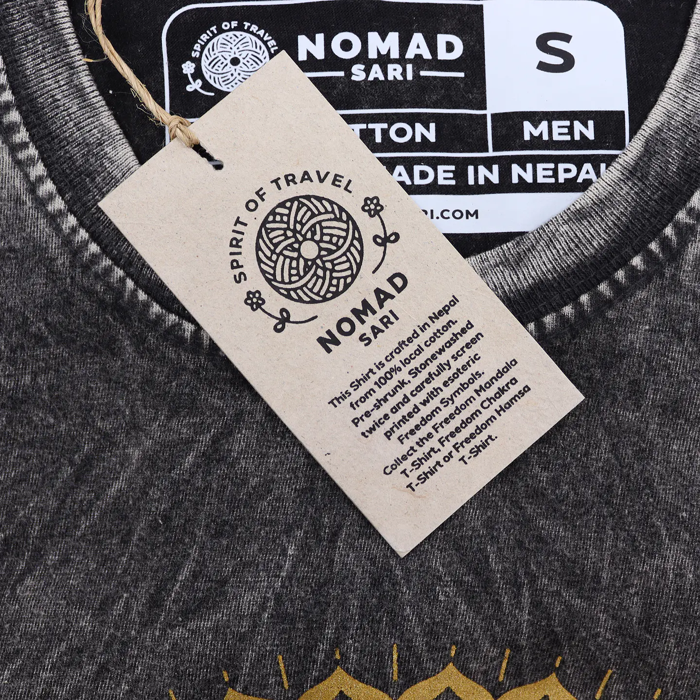 T-shirt Nomad Sari Efeito Lavagem - Mandala - Cinzento Escuro 7