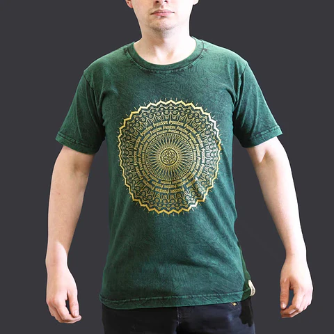 T-shirt Nomad Sari Efeito Lavagem - Mandala - Verde