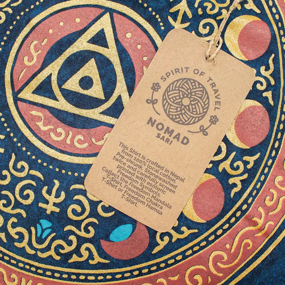 T-shirt Nomad Sari Efeito Lavagem - Stay Wild, Moon Child - Azul 4
