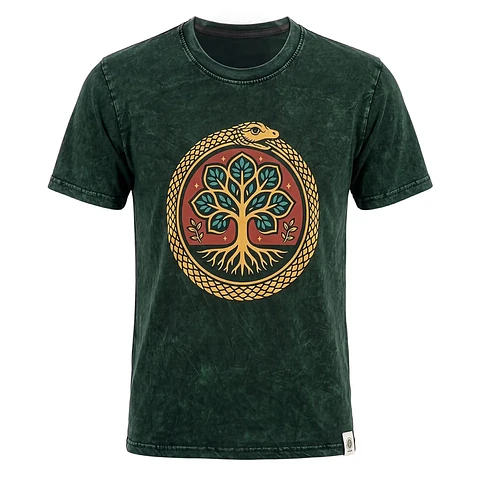 T-shirt Nomad Sari Efeito Lavagem - Árvore da Vida - Verde