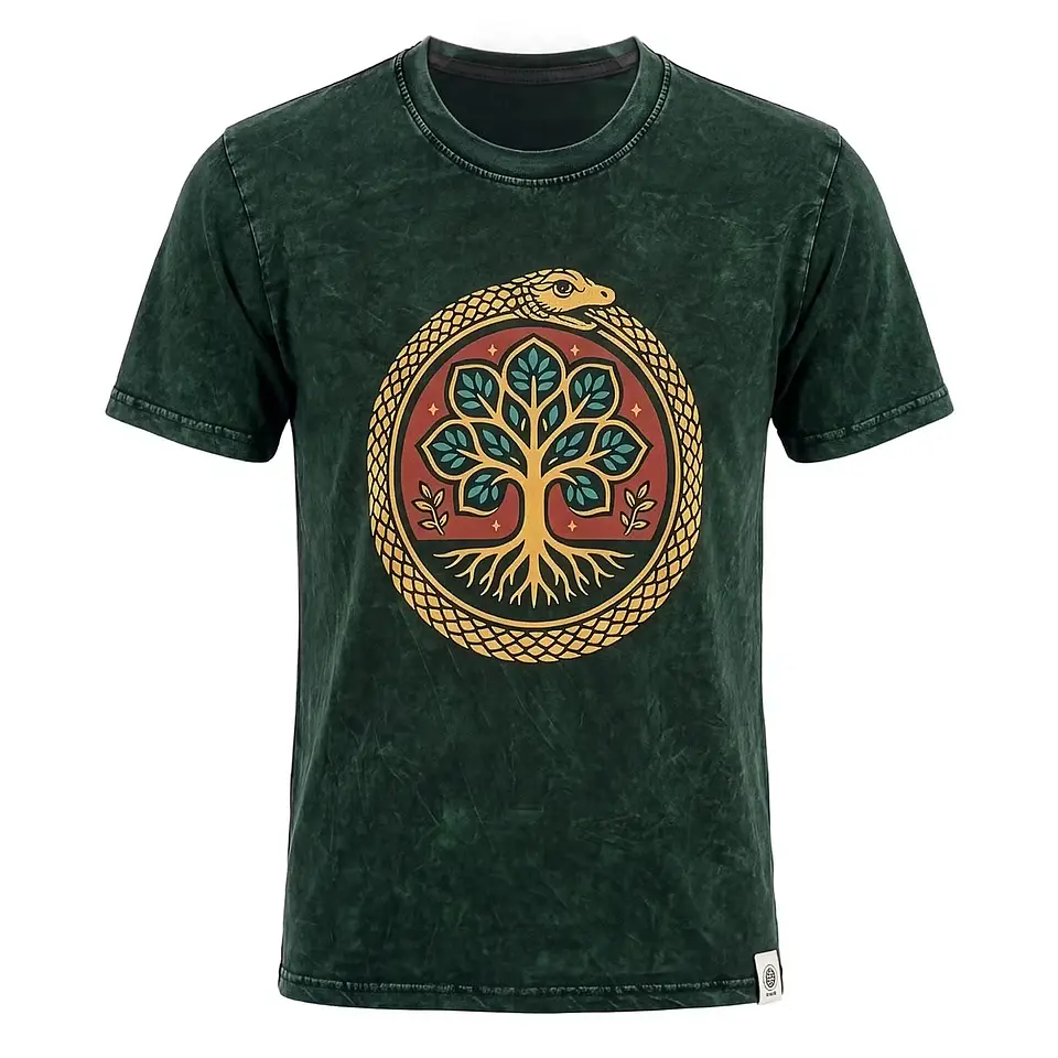 T-shirt Nomad Sari Efeito Lavagem - Árvore da Vida - Verde 1