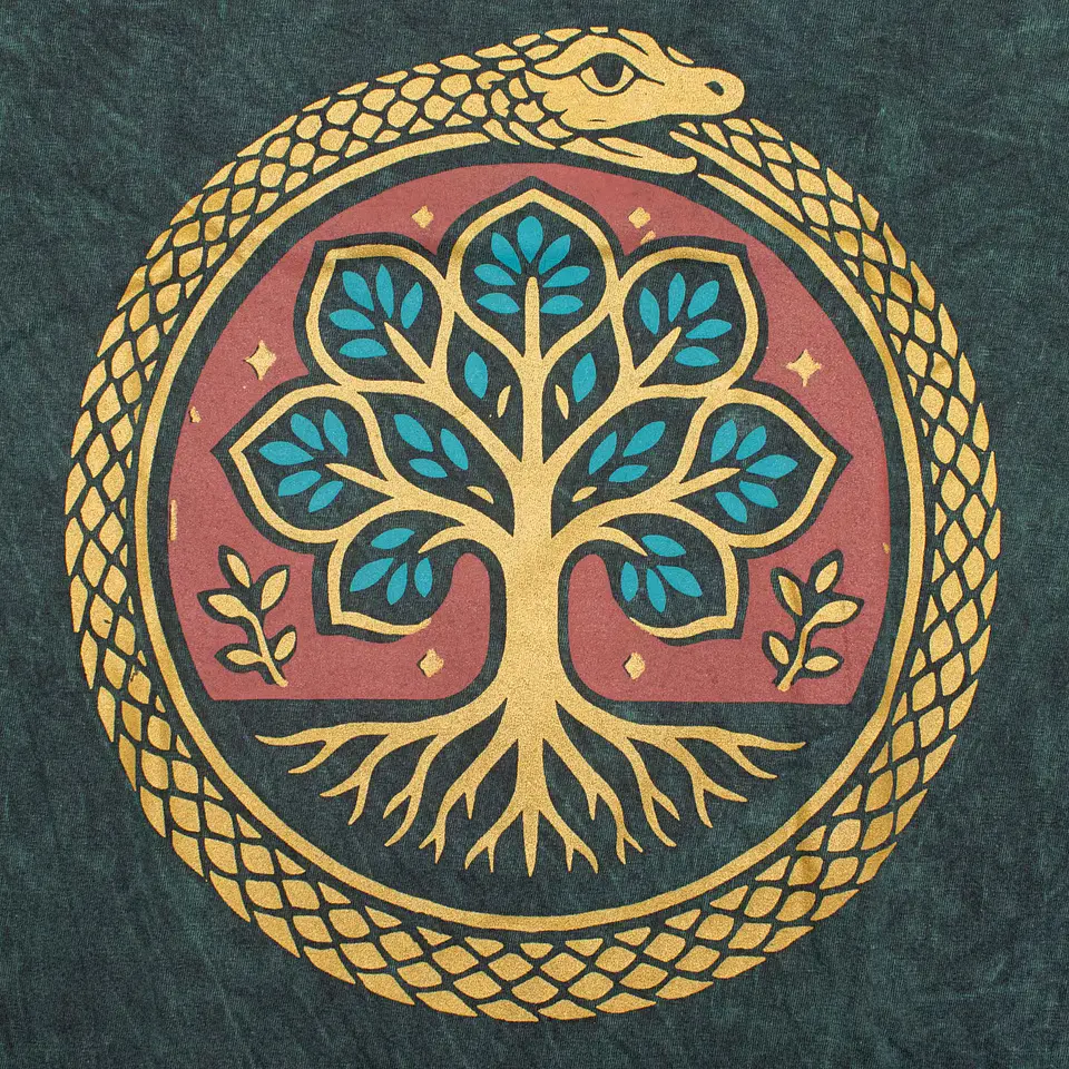 T-shirt Nomad Sari Efeito Lavagem - Árvore da Vida - Verde 2