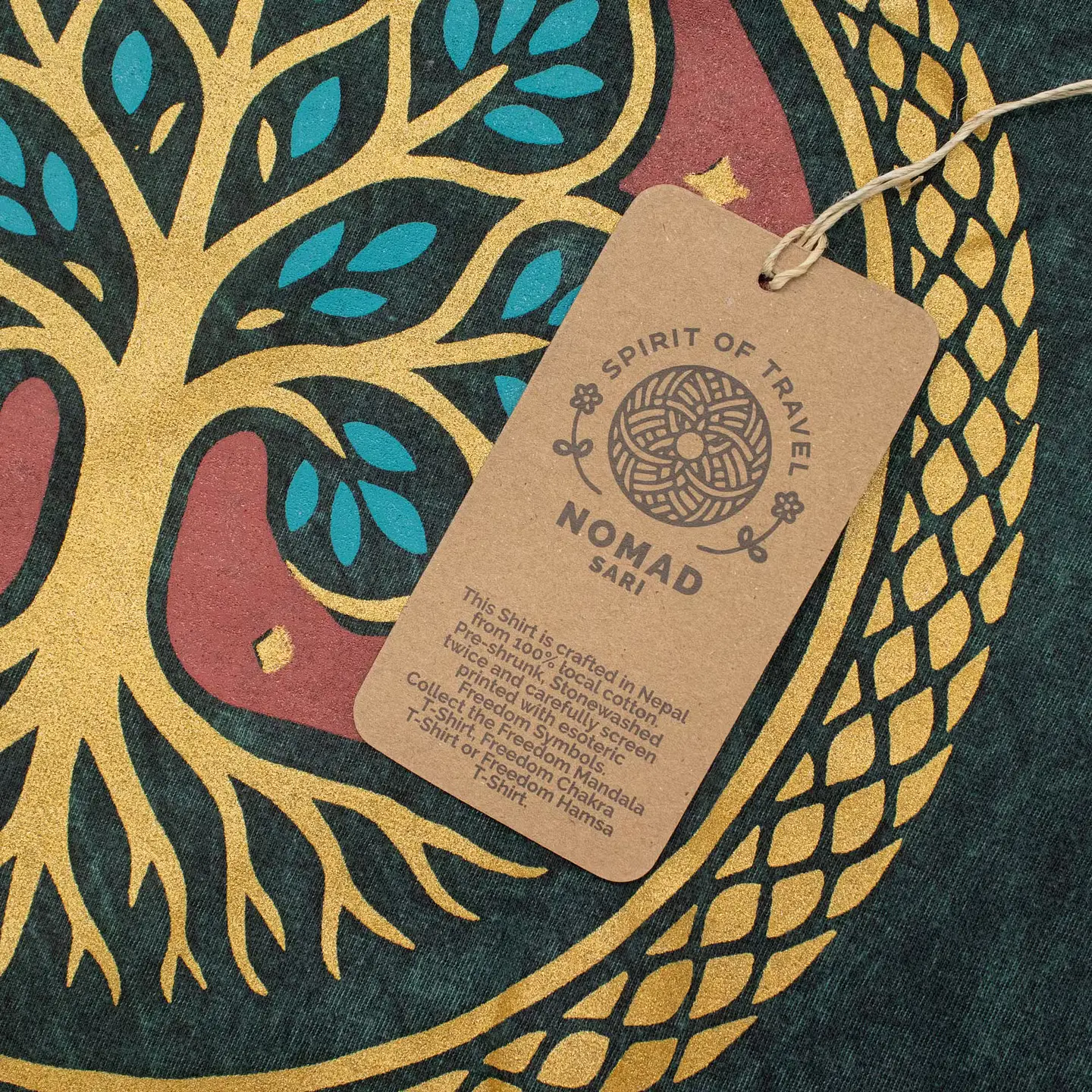 T-shirt Nomad Sari Efeito Lavagem - Árvore da Vida - Verde 3