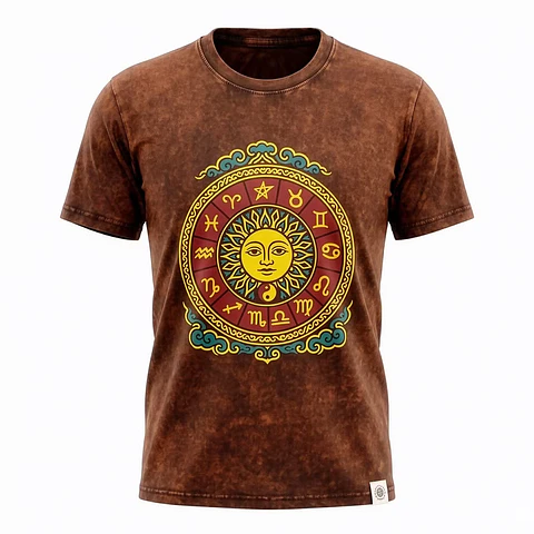 T-shirt Nomad Sari Efeito Lavagem - Sol & Zodíaco - Castanho