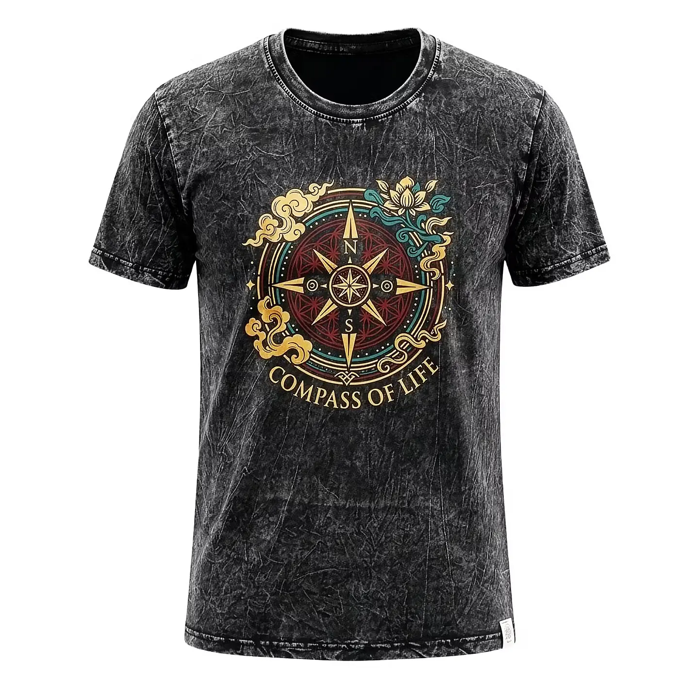T-shirt Nomad Sari Efeito Lavagem - Bússola da Vida - Grafite 1