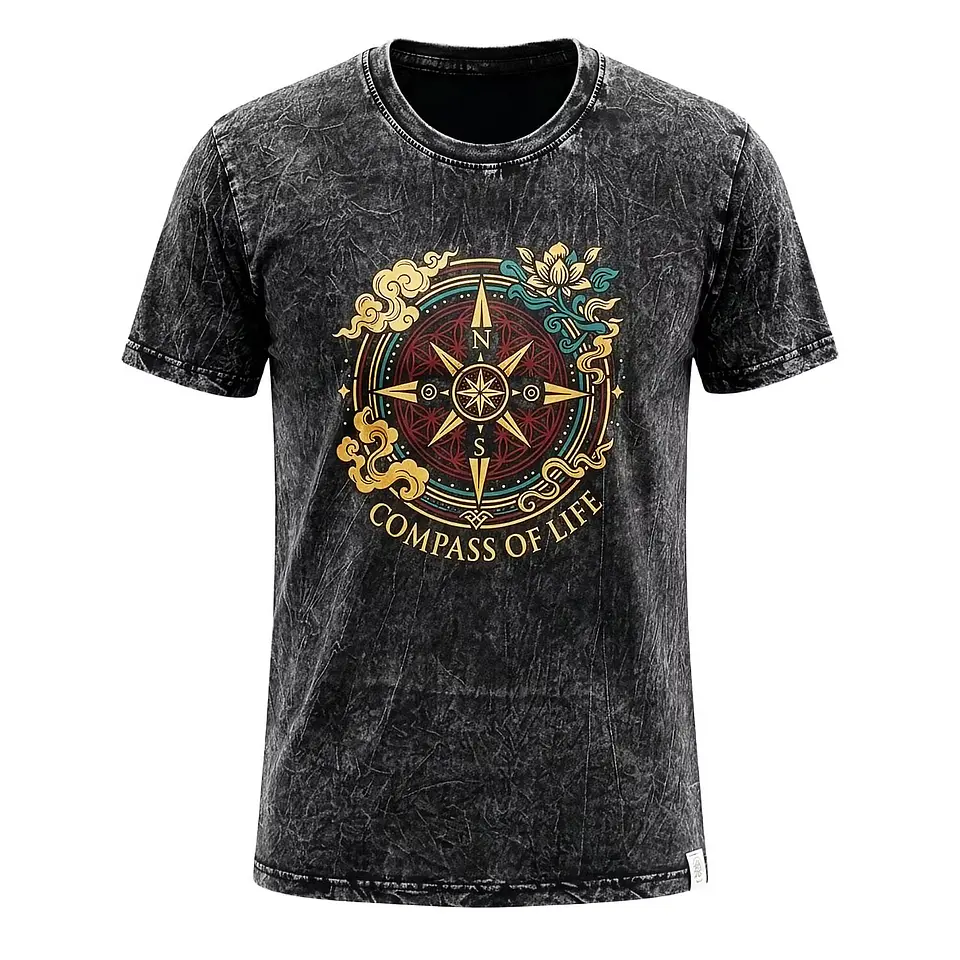 T-shirt Nomad Sari Efeito Lavagem - Bússola da Vida - Grafite 1