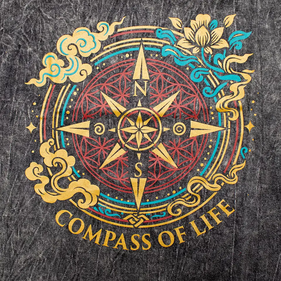 T-shirt Nomad Sari Efeito Lavagem - Bússola da Vida - Grafite 2