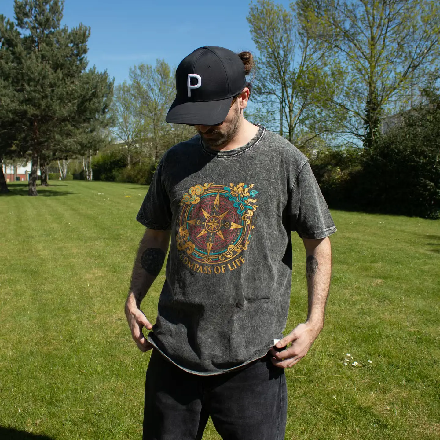 T-shirt Nomad Sari Efeito Lavagem - Bússola da Vida - Grafite 7