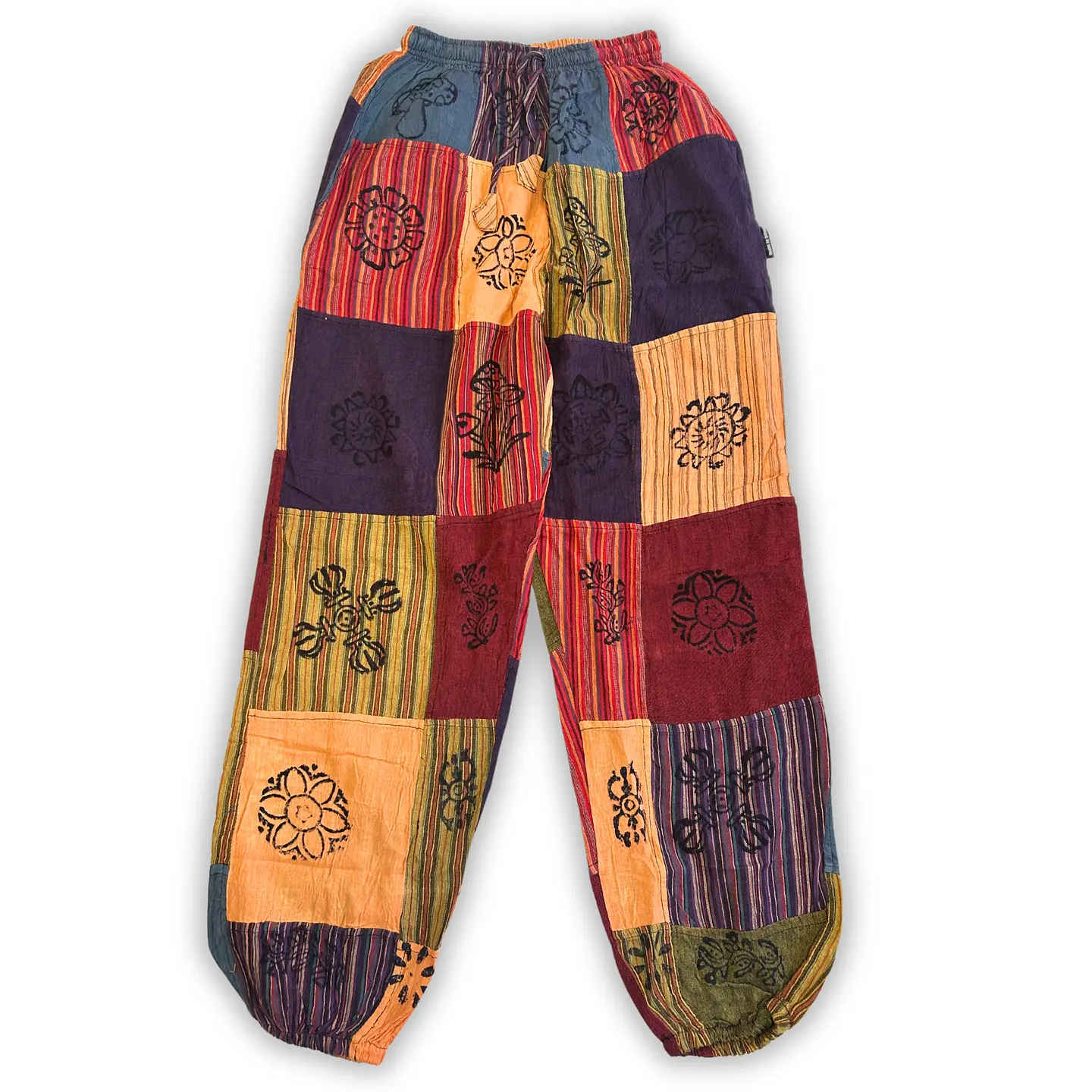 Calças Cogumelo Nomad Sari - Estampas de Quadrados - Tons Laranja 1