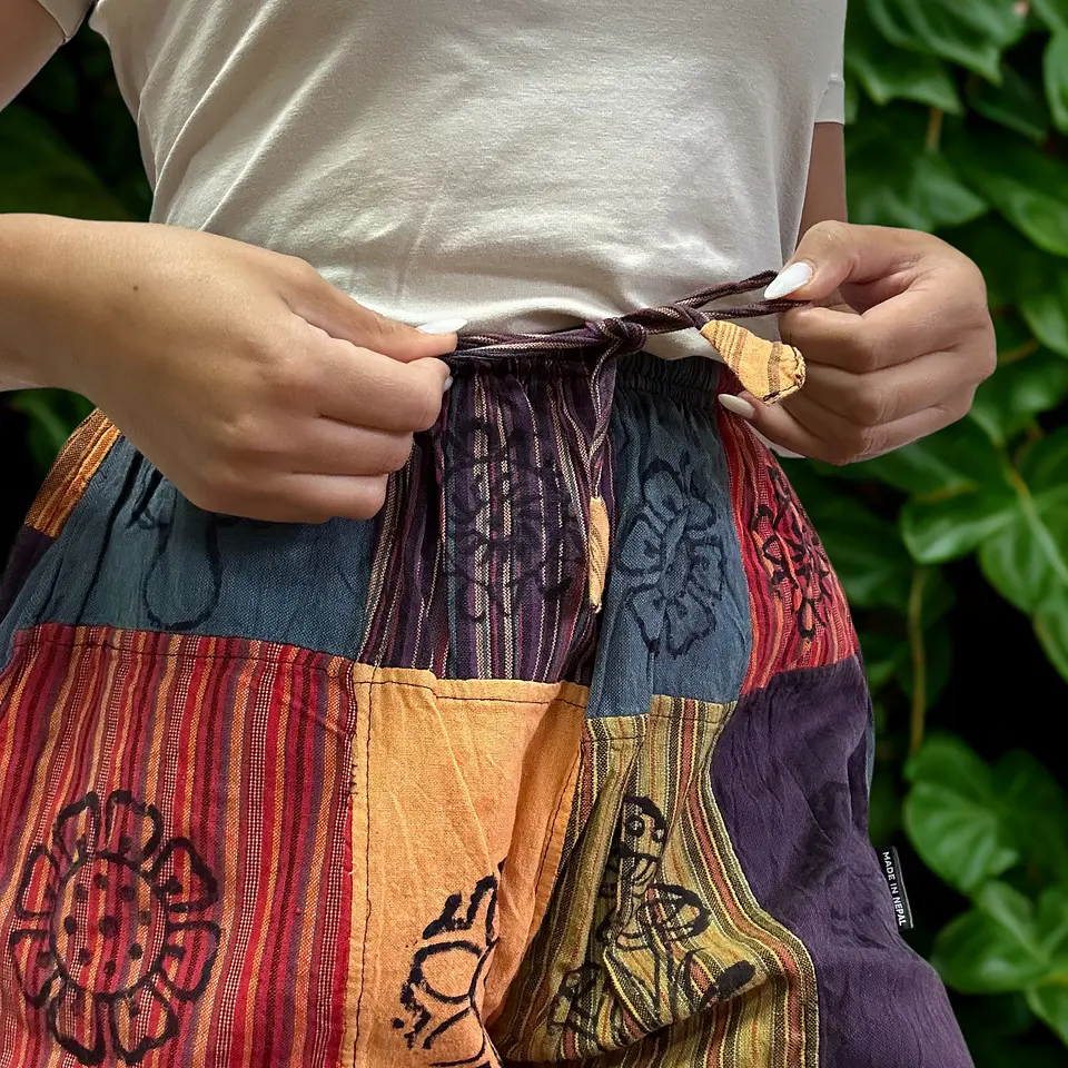 Calças Cogumelo Nomad Sari - Estampas de Quadrados - Tons Laranja 4