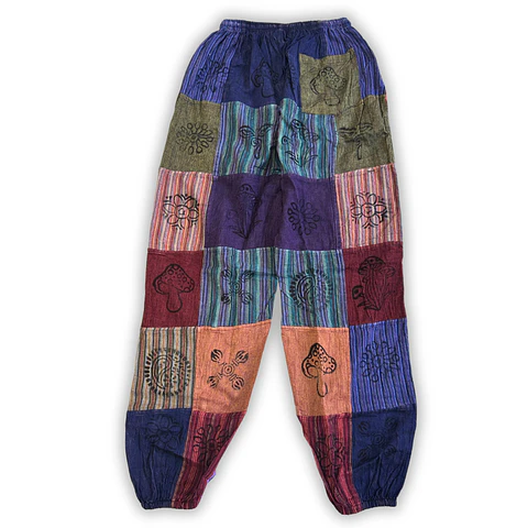 Calças Cogumelo Nomad Sari - Estampas de Quadrados - Tons Roxo