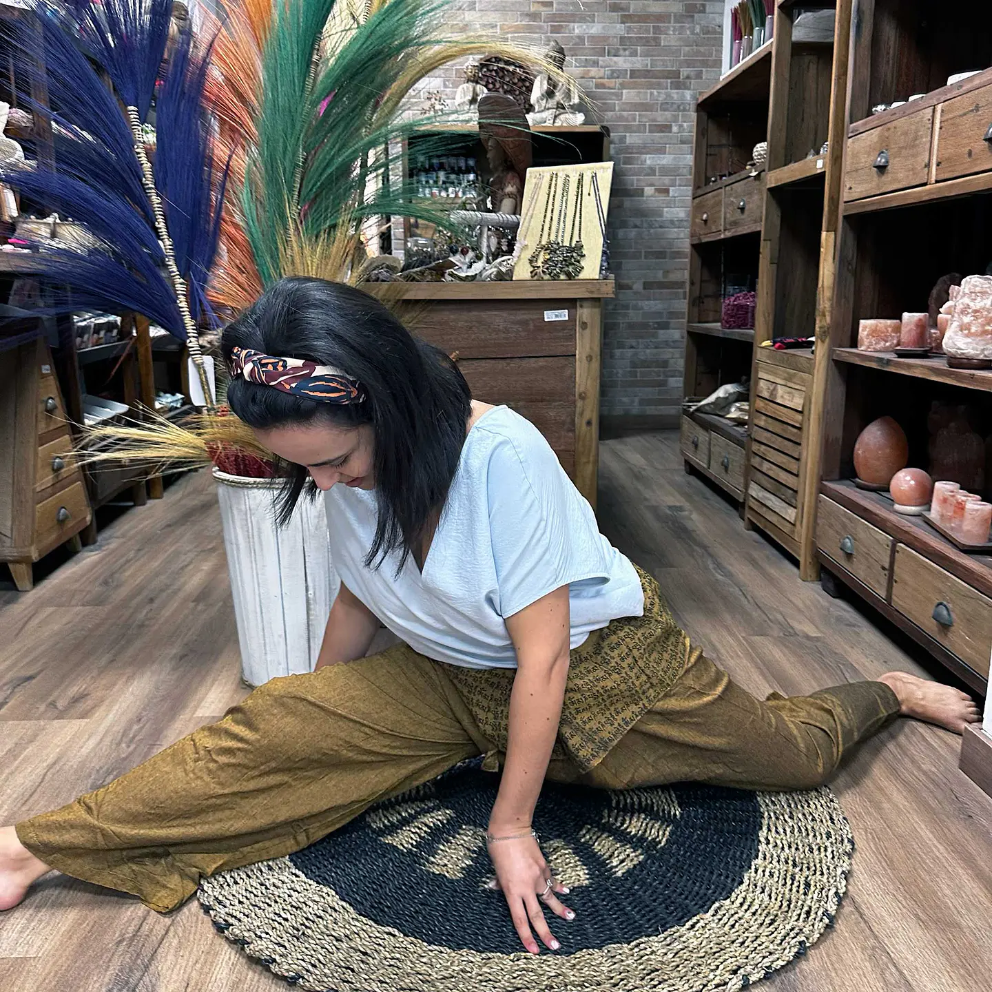 Calças Yoga & Meditação c/ Mantra - Estilo Pescador Tailandês - Verde 4