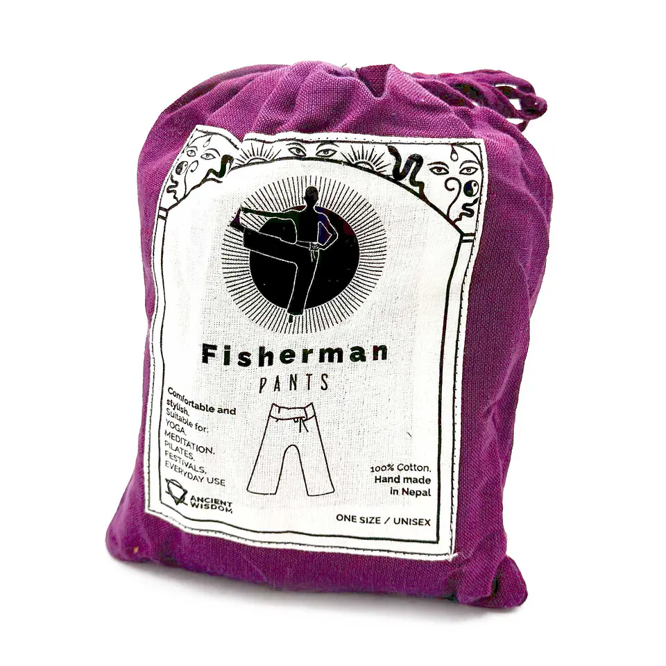 Calças Yoga & Meditação c/ Mantra - Estilo Pescador Tailandês - Roxo 4