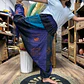 Calças Yoga & Meditação Estampadas - Estilo Aladdin Himalayan - Azul/Roxo - Thumbnail 2