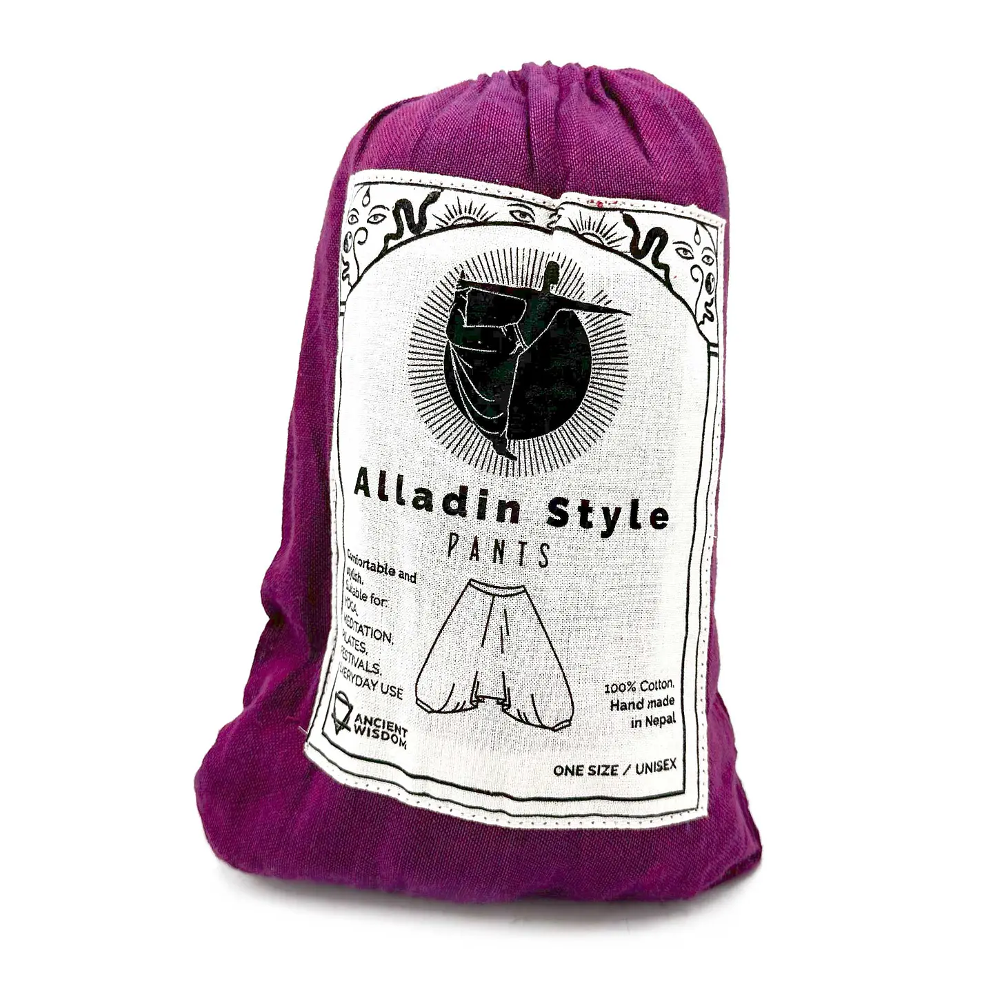 Calças Yoga & Meditação Estampadas - Estilo Aladdin Himalayan - Azul/Roxo 4
