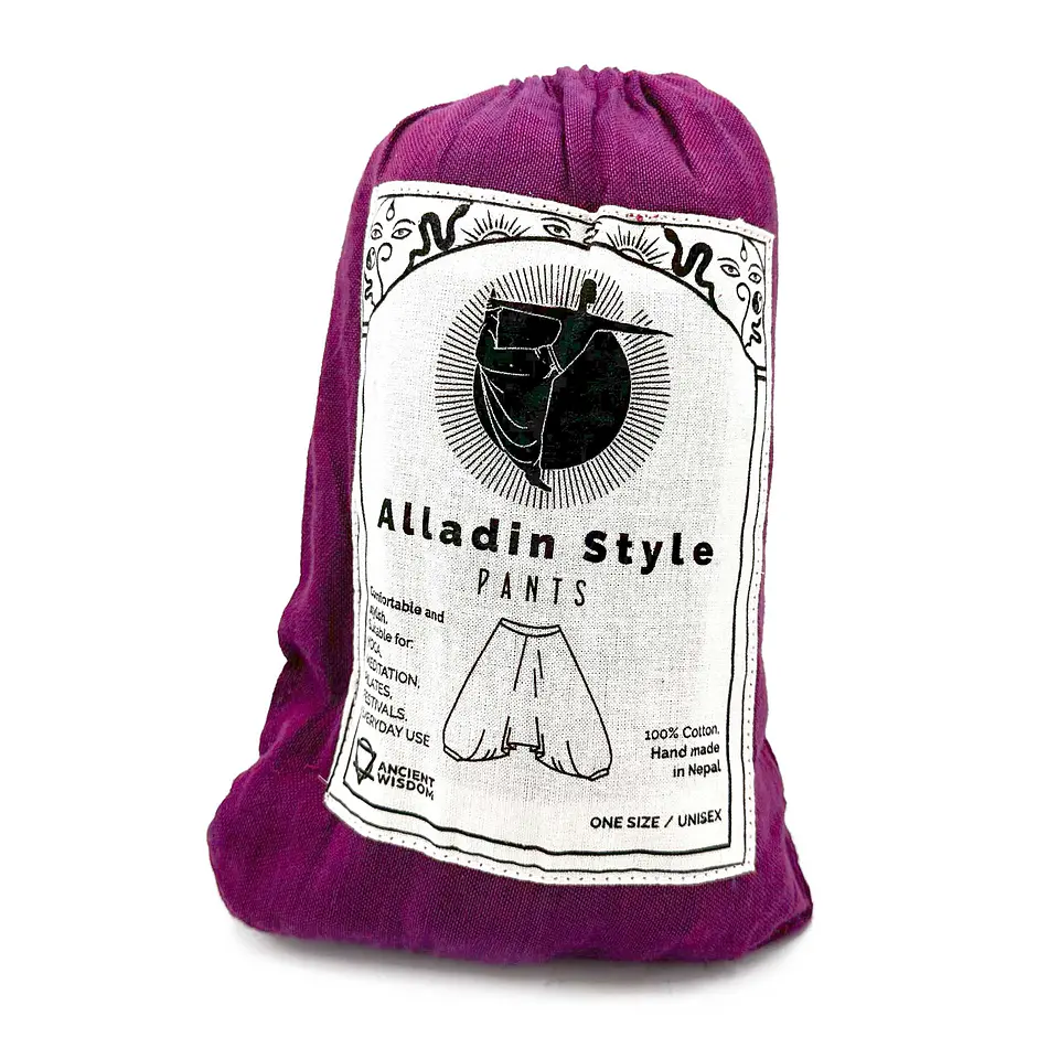 Calças Yoga & Meditação Estampadas - Estilo Aladdin Himalayan - Azul/Roxo 4