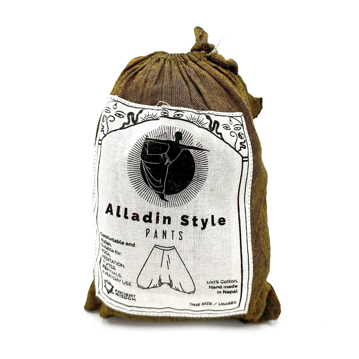 Calças Yoga & Meditação Estampadas - Estilo Aladdin Himalayan - Laranja/Verde 4