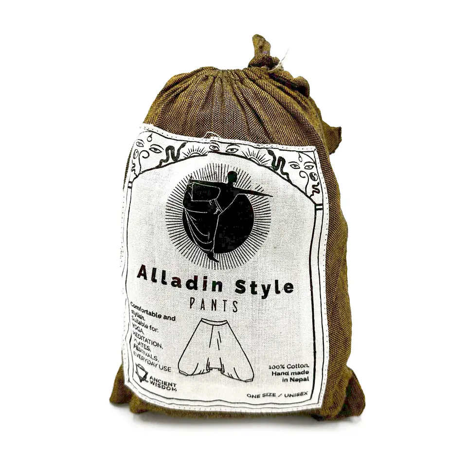 Calças Yoga & Meditação Estampadas - Estilo Aladdin Himalayan - Laranja/Verde 4