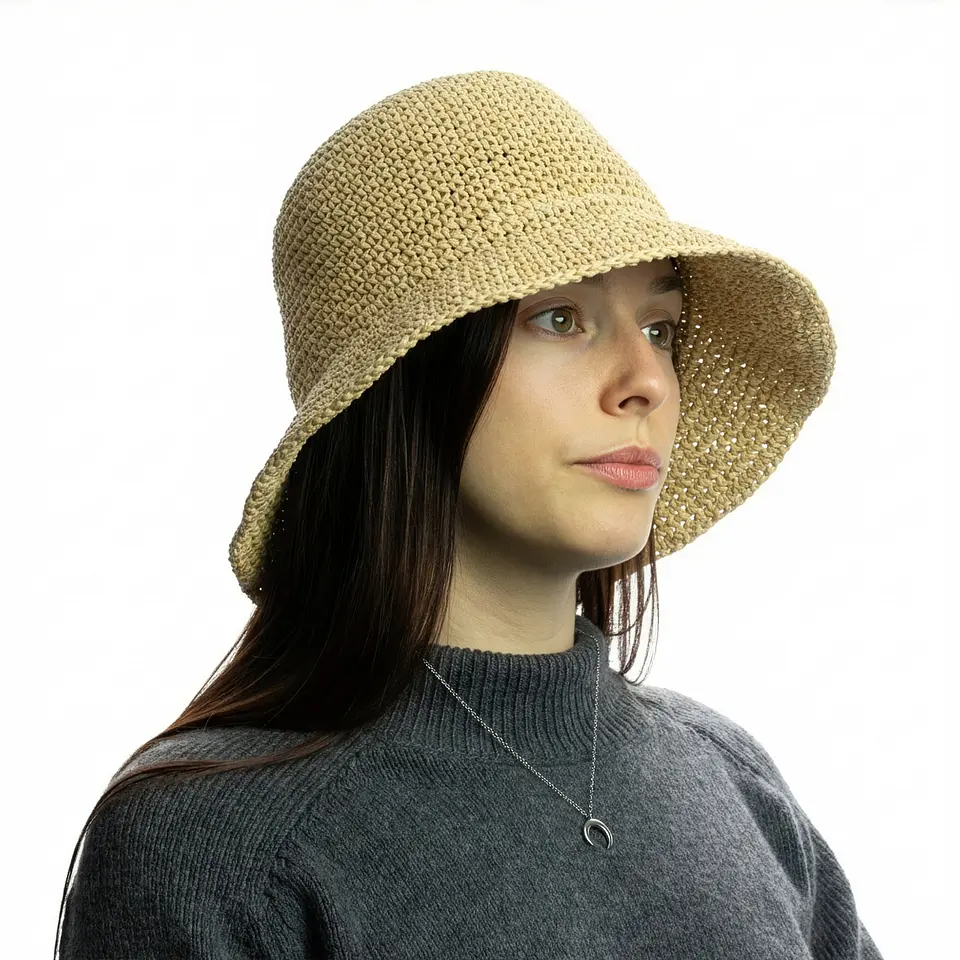 Chapéu de Palha Nomad Sari - Aba Larga Maleável - Bege Natural 2