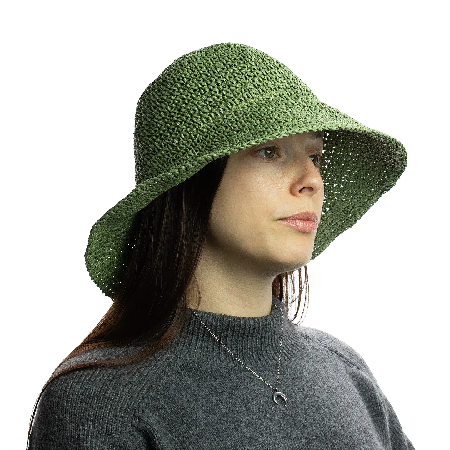 Chapéu de Palha Nomad Sari - Aba Larga Maleável - Verde Musgo 2