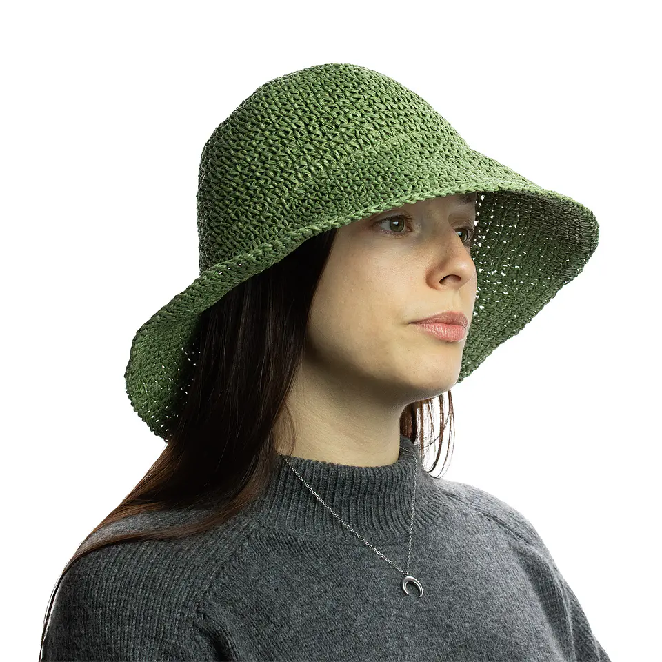 Chapéu de Palha Nomad Sari - Aba Larga Maleável - Verde Musgo 2