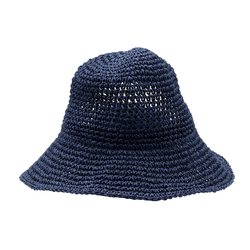 Chapéu de Palha Nomad Sari - Aba Larga Maleável - Azul Marinho 3