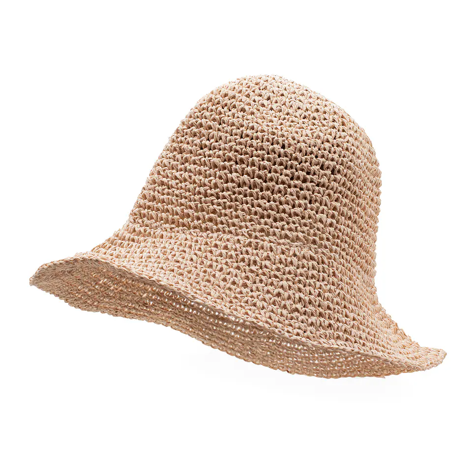 Chapéu de Palha Nomad Sari - Aba Larga Maleável - Rosa Blush 1