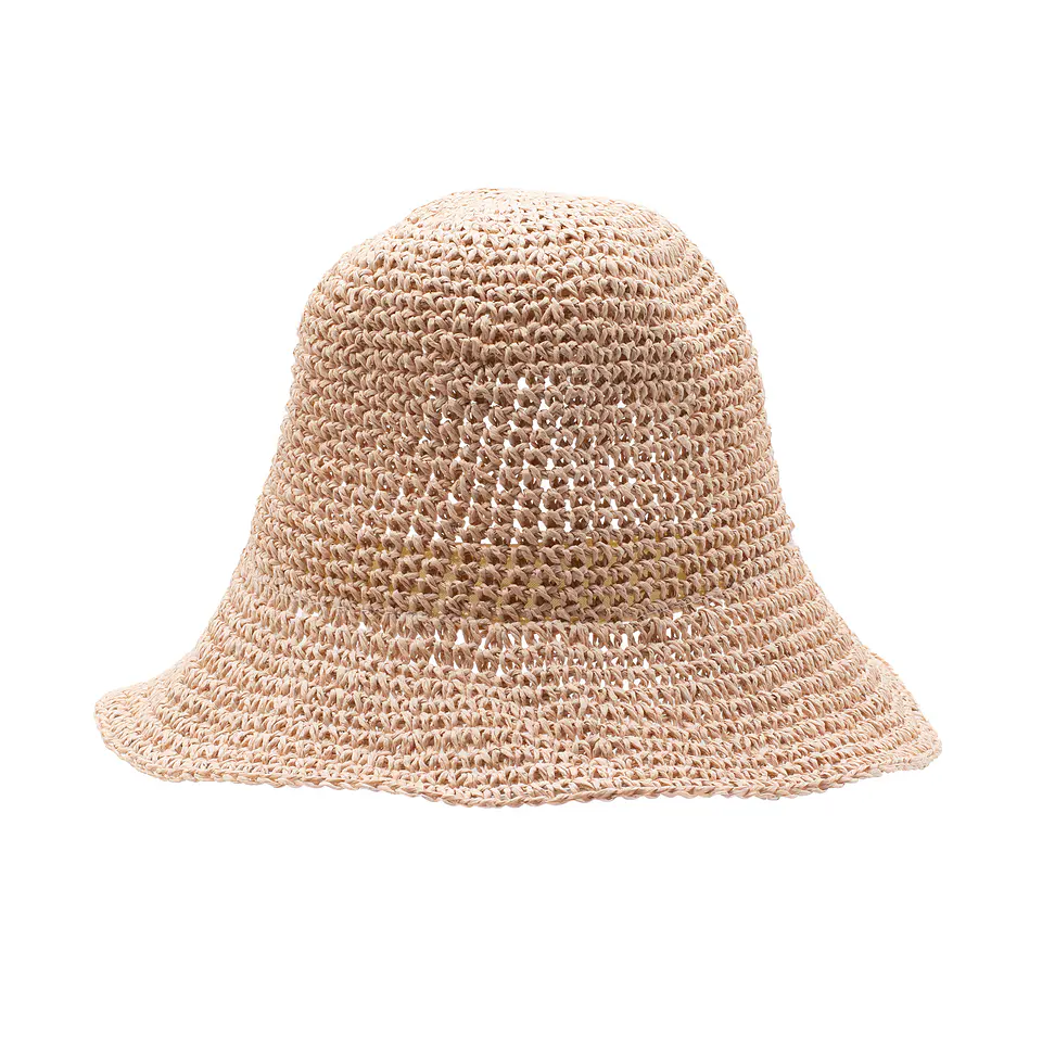 Chapéu de Palha Nomad Sari - Aba Larga Maleável - Rosa Blush 3