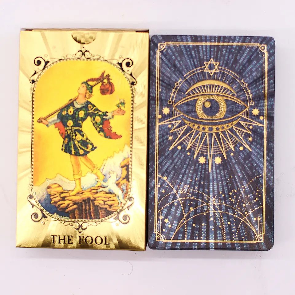 Cartas de Tarot com Livro Guia - Olho Que Tudo Vê - Folha Azul & Dourada 5