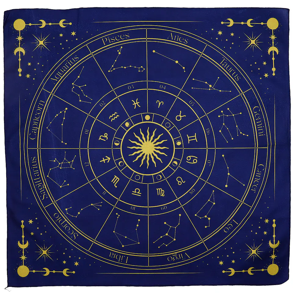 Pano de Leitura de Tarot - Zodíaco 75x75cm 1