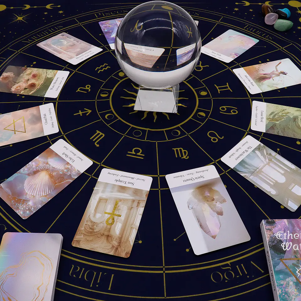 Pano de Leitura de Tarot - Zodíaco 75x75cm 5
