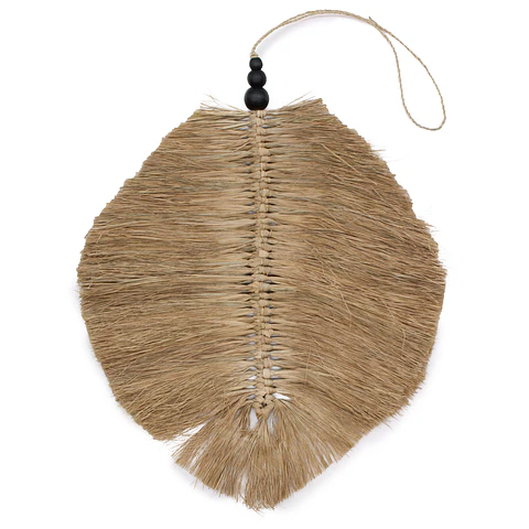 Pendurante de Parede - Folha de Ráfia Natural Suspensa - 35cm