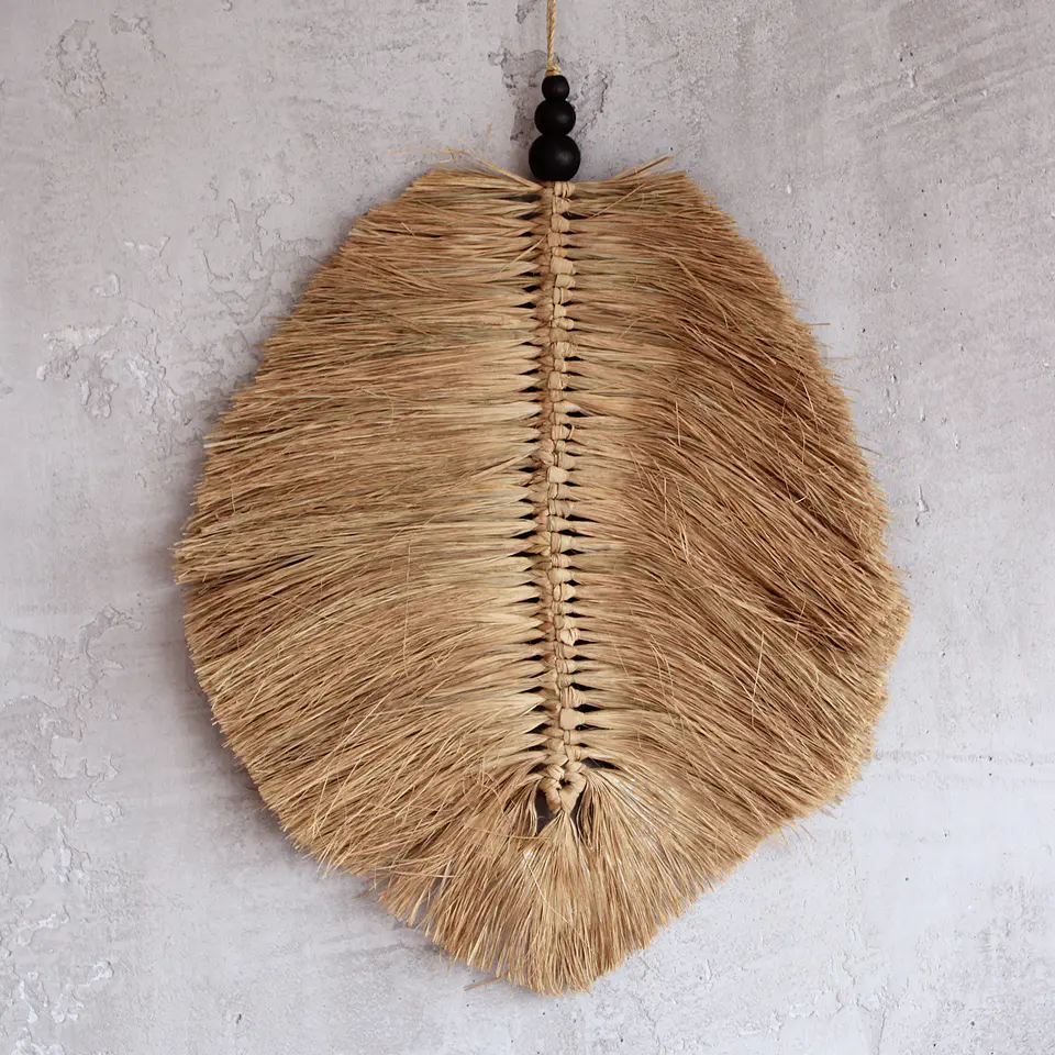 Pendurante de Parede - Folha de Ráfia Natural Suspensa - 35cm 3