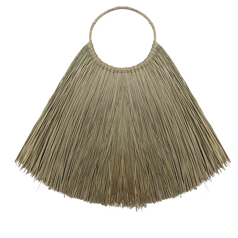 Pendurante de Parede - Leque de Ervas Marinhas & Rattan Suspenso - 66x23cm