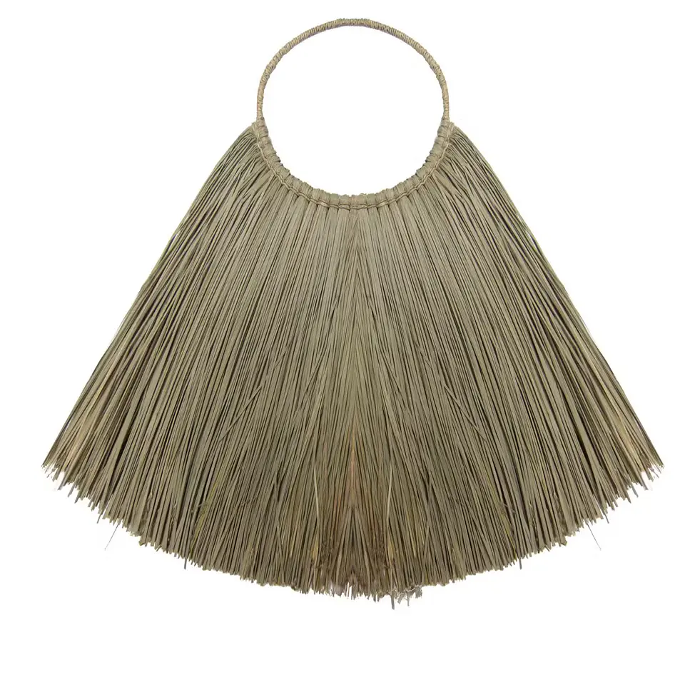 Pendurante de Parede - Leque de Ervas Marinhas & Rattan Suspenso - 66x23cm 1