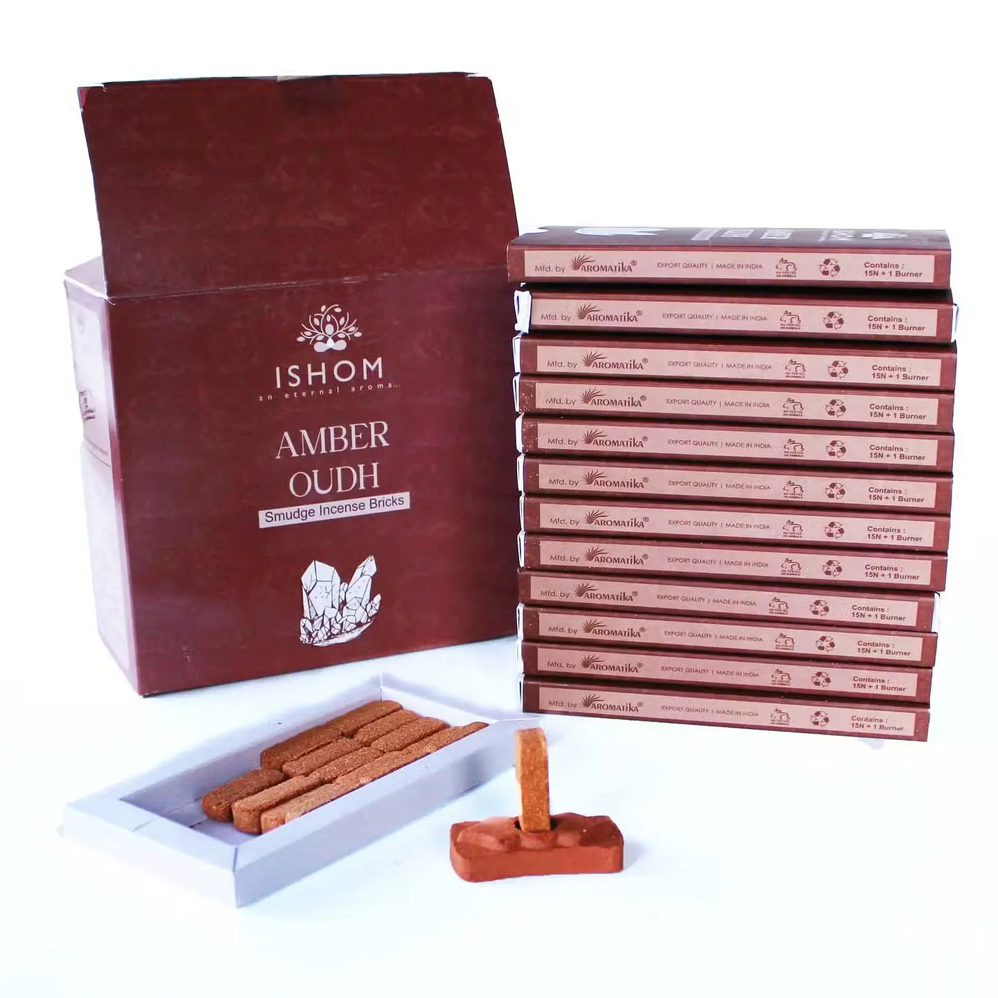 Pack de 15 Blocos de Incenso Natural + Queimador - Âmbar Oudh 1