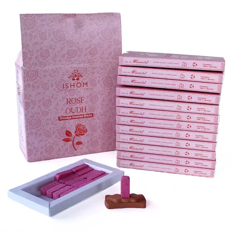 Pack de 15 Blocos de Incenso Natural + Queimador - Rose Oudh