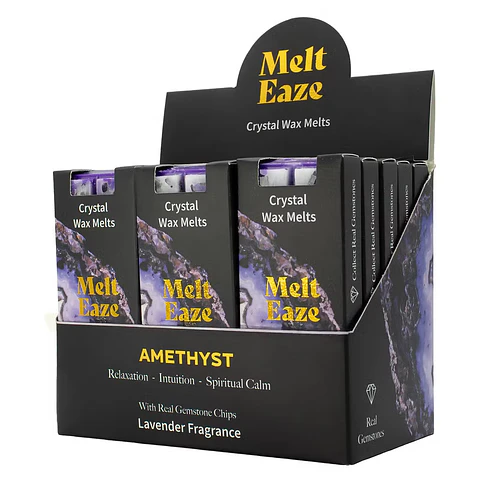 Pastilhas de Cera Aromática c/ Cristais para Queimadores 50gr - Lavanda + Ametista