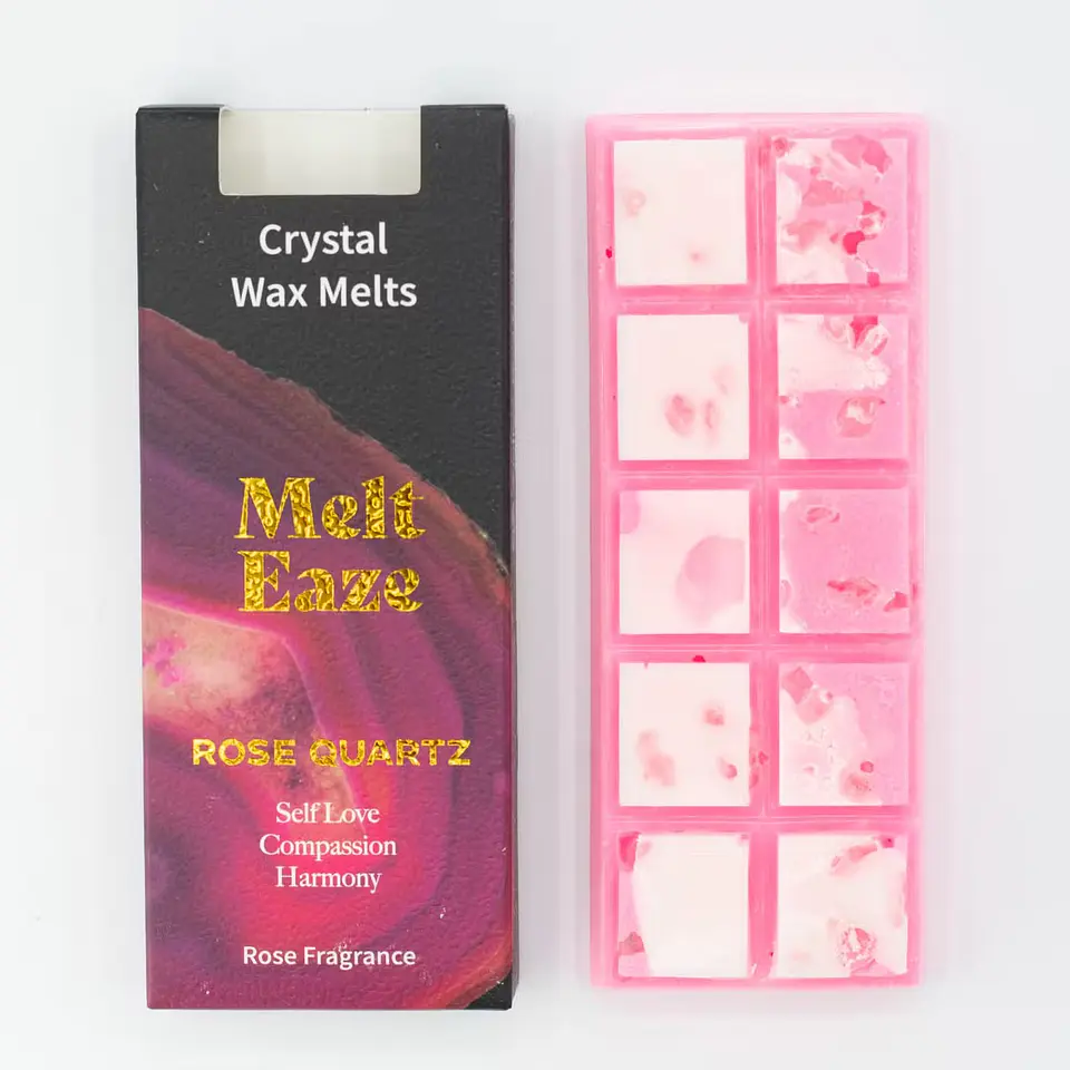 Pastilhas de Cera Aromática c/ Cristais para Derreter 50gr - Rosas + Quartzo-Rosa 2
