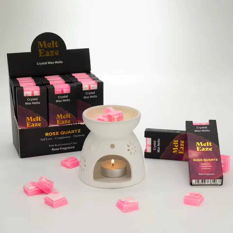 Pastilhas de Cera Aromática c/ Cristais para Derreter 50gr - Rosas + Quartzo-Rosa 3