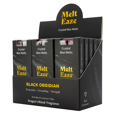 Pastilhas de Cera Aromática c/ Cristais para Derreter 50gr - Sangue-de-Dragão + Obsidiana Negra