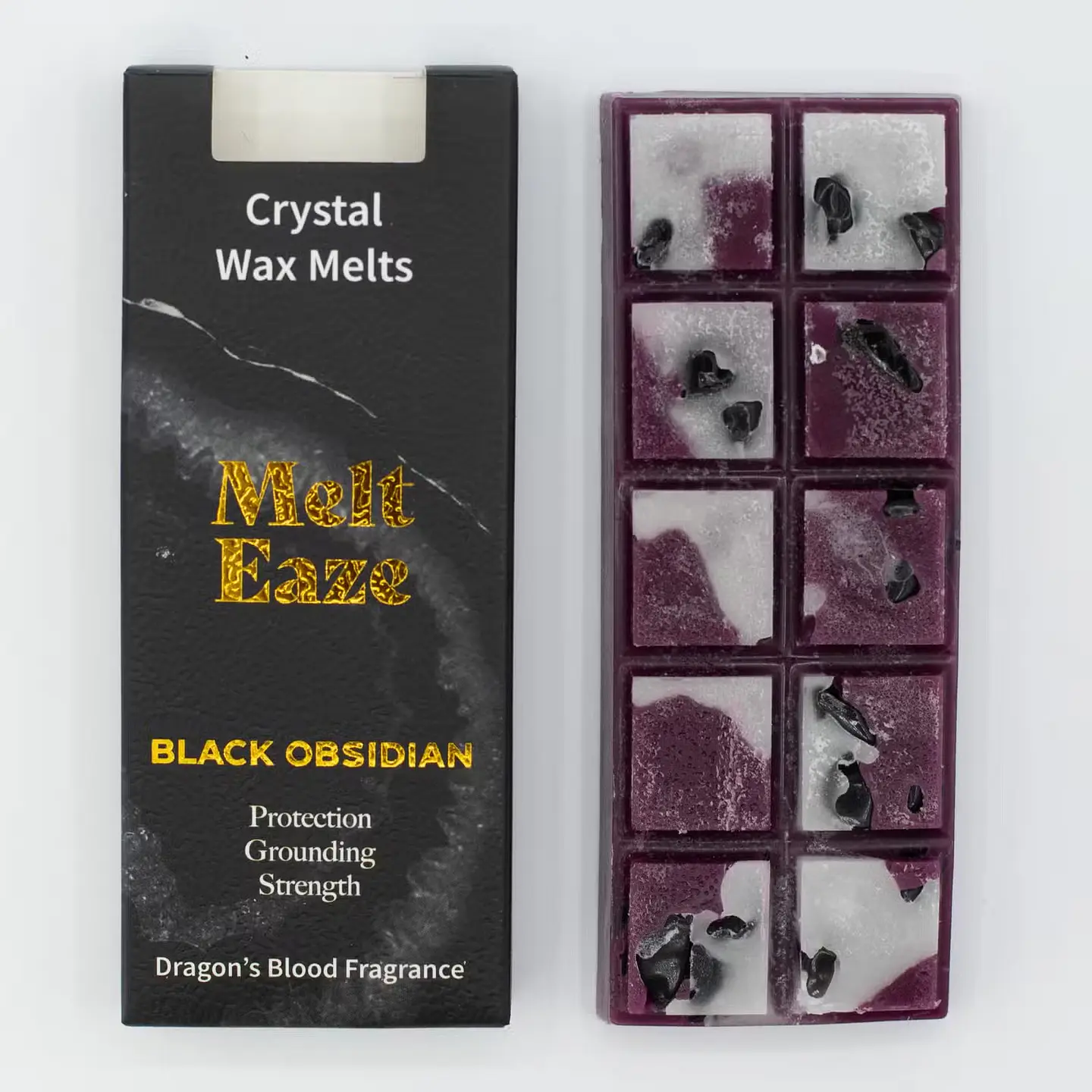 Pastilhas de Cera Aromática c/ Cristais para Derreter 50gr - Sangue-de-Dragão + Obsidiana Negra 2