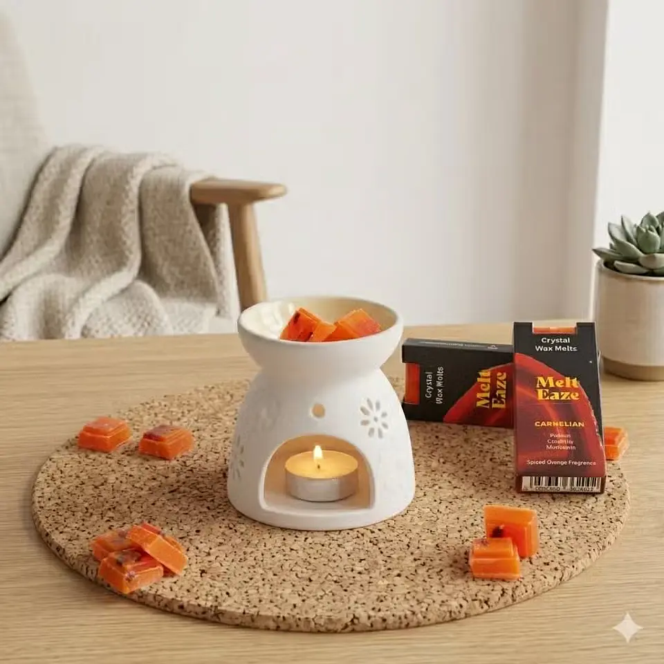 Pastilhas de Cera Aromática c/ Cristais para Derreter 50gr - Laranja & Pimenta + Cornalina 6