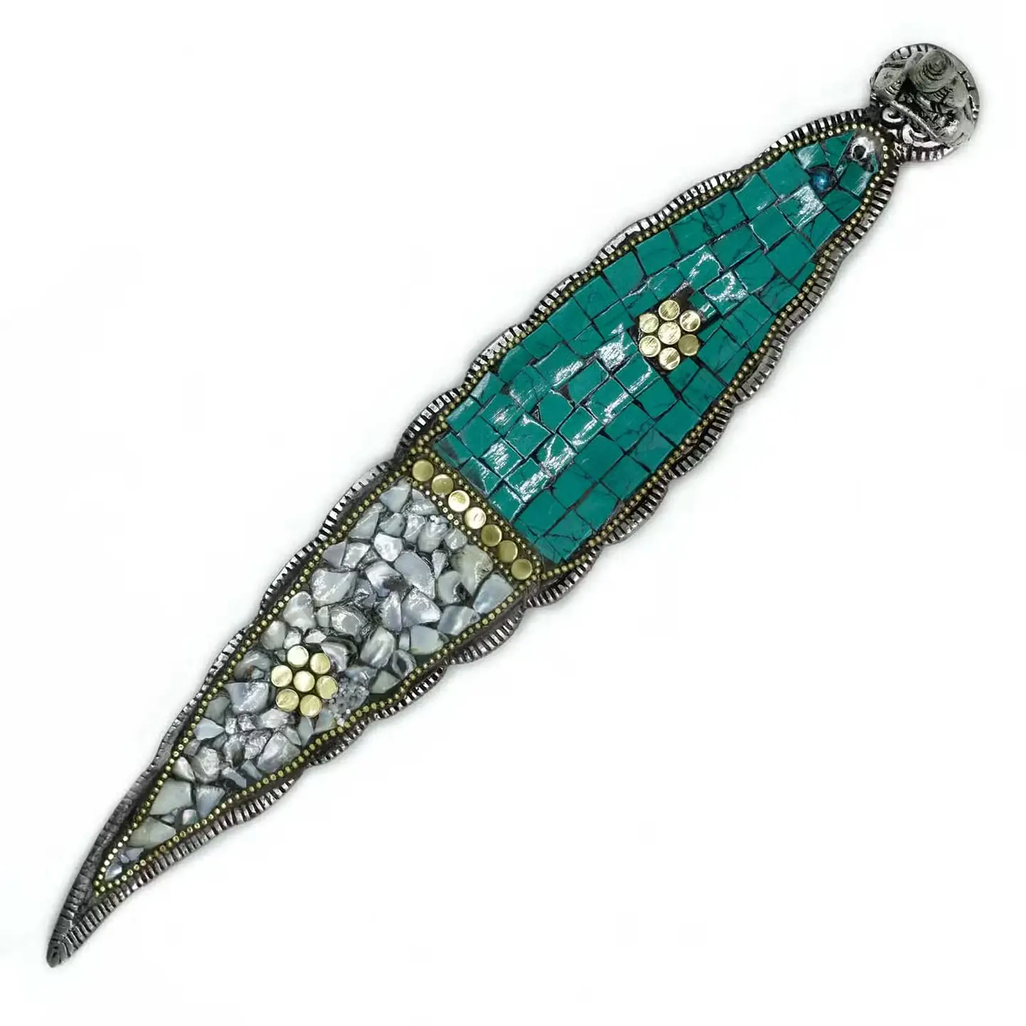 Porta-Incensos de Decoração Tibetana - Folha Longa c/ Buda 30cm 1