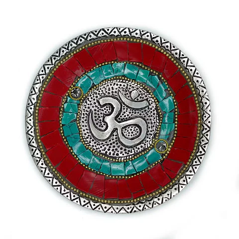 Porta-Incensos de Decoração Tibetana - Prato Pequeno c/ Om 11cm