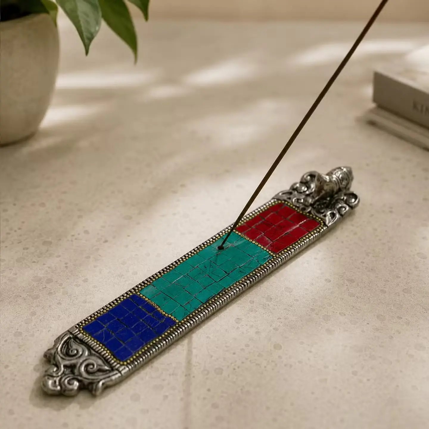 Porta-Incensos de Decoração Tibetana - Clássico Longo c/ Elefante 23cm 4