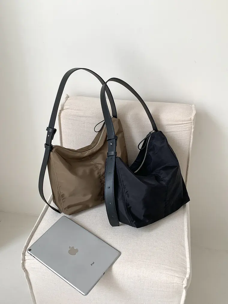 Cartera tote mujer estilo coreano, de nylon ligero con gran capacidad, uso hombro y cruzado 1