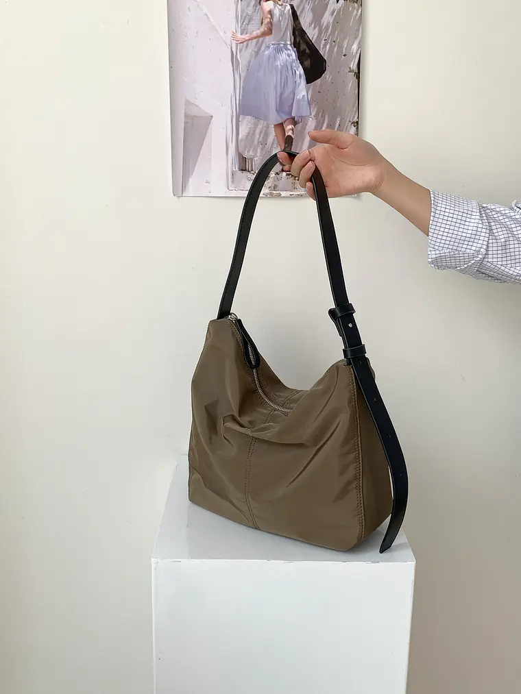 Cartera tote mujer estilo coreano, de nylon ligero con gran capacidad, uso hombro y cruzado 6