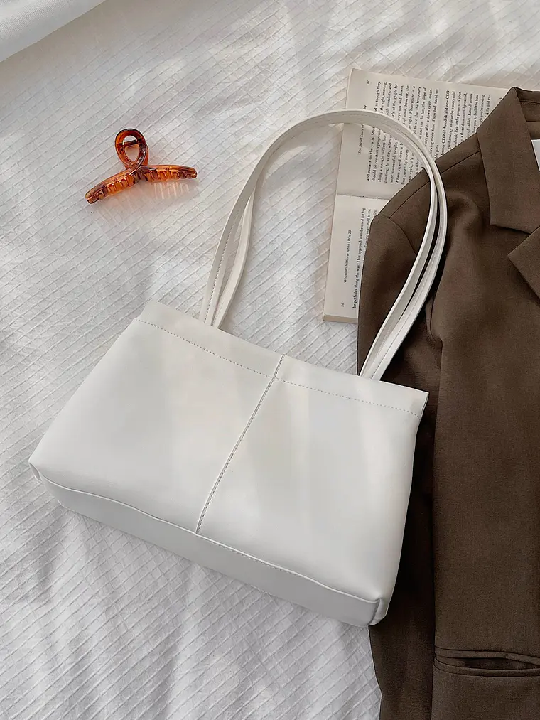 Cartera tote mujer estilo coreano, diseño retro minimalista de gran capacidad, uso hombro 1