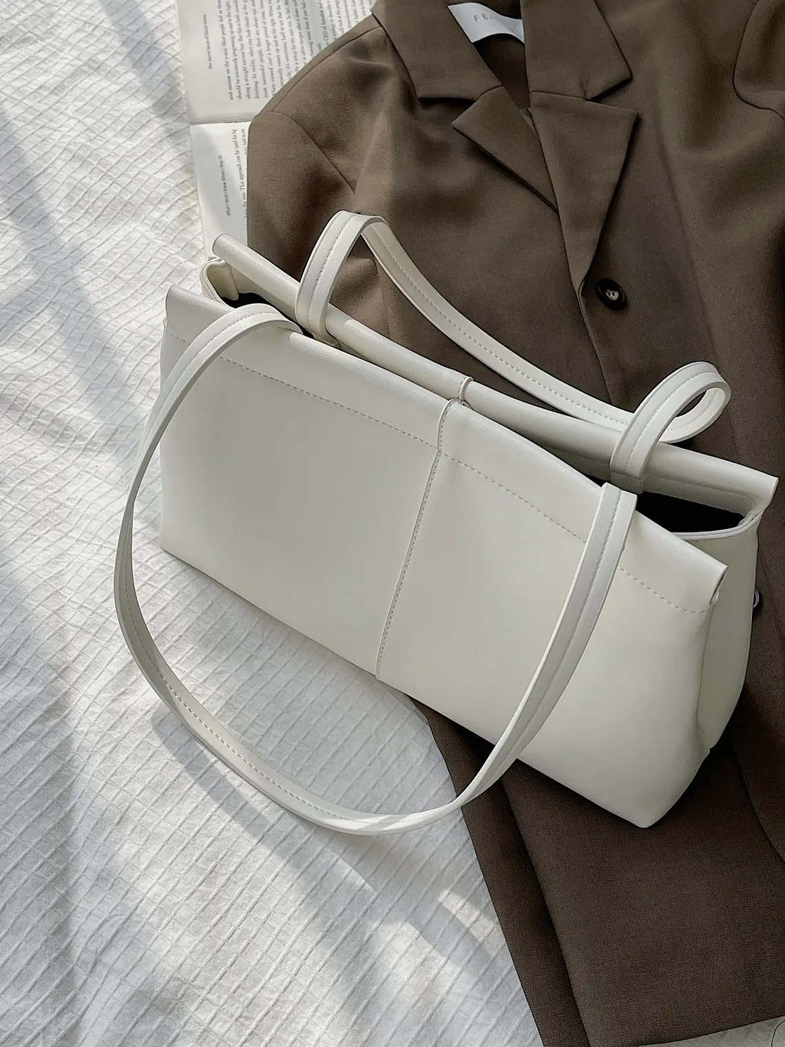 Cartera tote mujer estilo coreano, diseño retro minimalista de gran capacidad, uso hombro 2